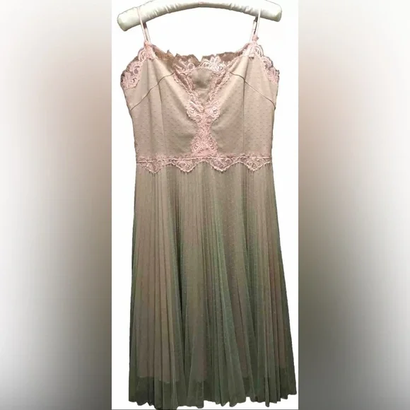NWT Betsey Johnson Dress Pink Green Lace Med